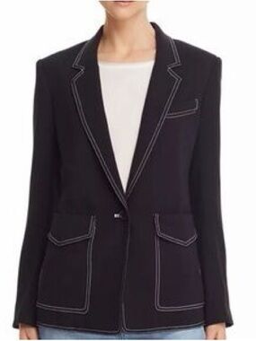 Joie Tabora Blazer Black White Contrast Stitching size 2